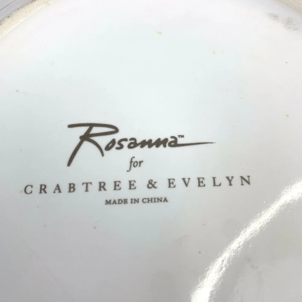 Rosanna Dessert Plates‎ Set of 4 Dessert Heart Design Striped Border 9 inch